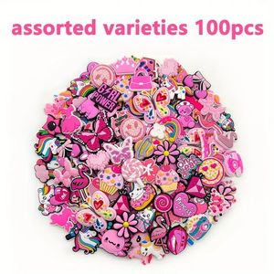 100 Pink Random 2D/3D PVC Shoe Charm Collection Pack - Jinjiang Naike Promo Shoe Charms Factory