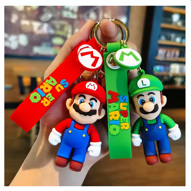 Cartoon 3D PVC Anime Super Marios Bros Keychains Mushroom Luigi Yoshi Ke... - Jinjiang Naike Promo Shoe Charms Factory
