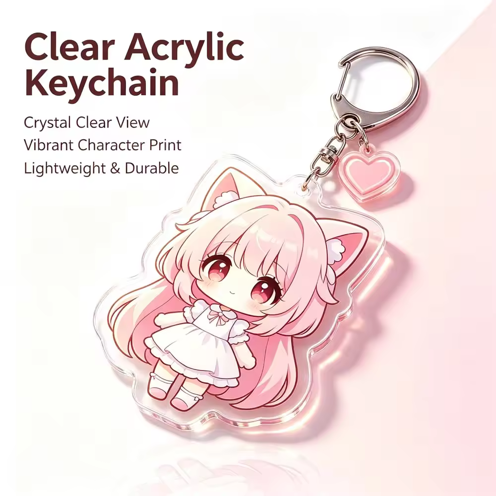 Clear Acrylic Keychain Personalized Photo Key Ring Transparent Charm Pen... - Jinjiang Naike Promo Shoe Charms Factory