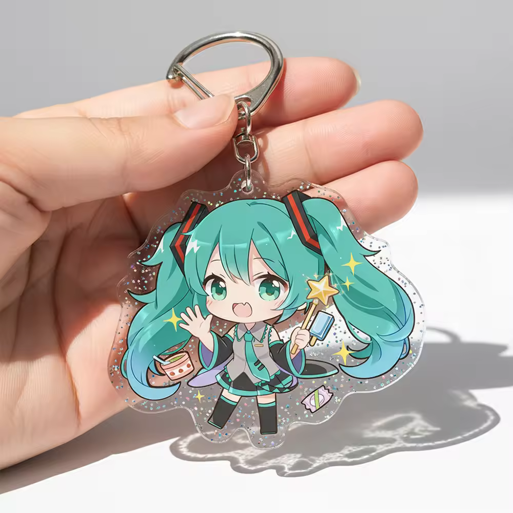 Holographic Cartoon Glitter Acrylic Keychain Keyring Plastic Key Chain A... - Jinjiang Naike Promo Shoe Charms Factory