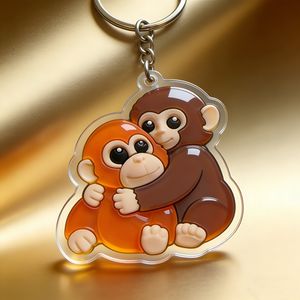 Clear Holographic Cute Cartoon Monkey Acrylic Key Chain DIY Acrylic Keyc... - Jinjiang Naike Promo Shoe Charms Factory