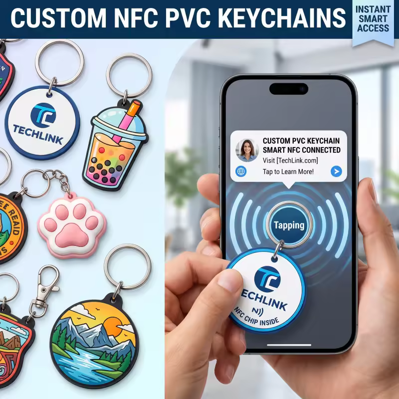 NFC Smart Chip Keychain PVC Keyring Tap To Share Digital Business Card K... - Jinjiang Naike Promo Shoe Charms Factory