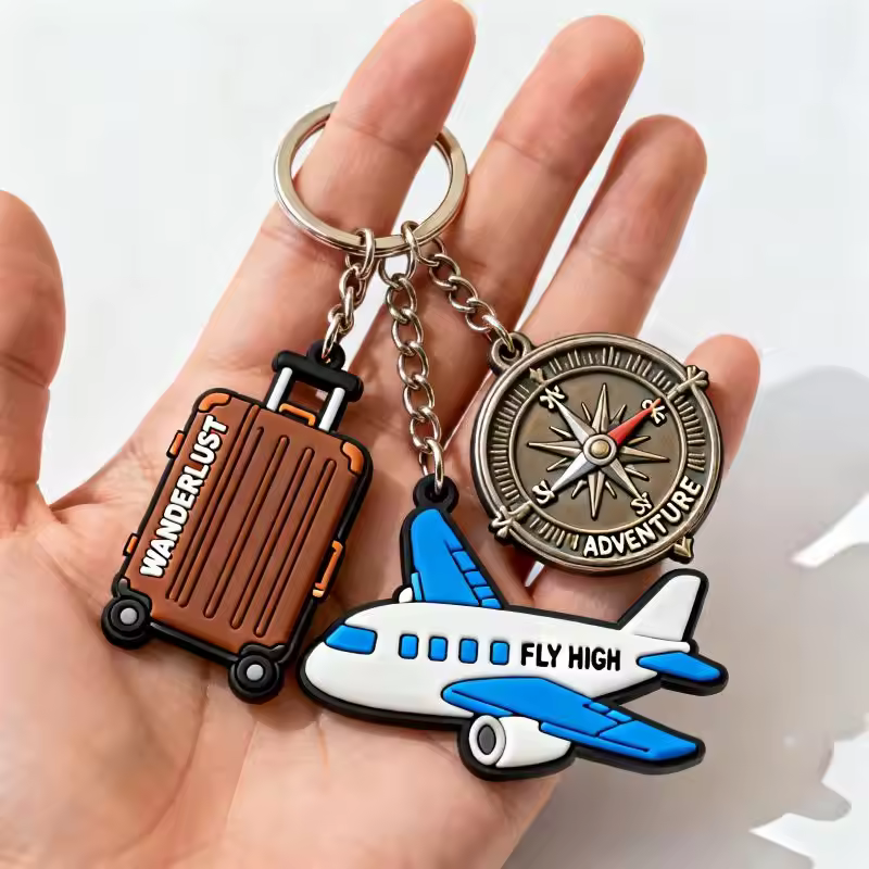 Personalized Design Logo Soft Rubber Keychains Silicone Keyring 2D/3D Ru... - Jinjiang Naike Promo Shoe Charms Factory