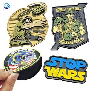 3D Logo Clothes Woven PVC Rubber Badge Emblem Fabric Trimming Neck Tacti... - Jinjiang Naike Promo Shoe Charms Factory
